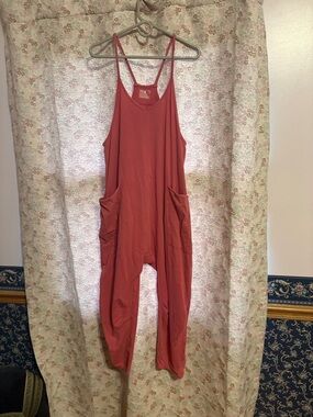 Free People Rusty Rose Strappy Pocket Jumpsuit